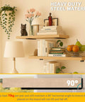 Heavy Duty Floating Shelf Brackets 6 Inch 6 Pack Black Coated Metal Hidden Suspension Wall Mount Support displaying books and decor