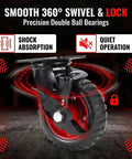 Heavy Duty 5 Inch Rubber Caster Wheels Set Of 4, Tough As Nails Steel Core Swivel Castors with smooth 360° swivel and lock.