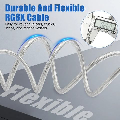 Coax Cable 18ft With Waterproof Sleeve For Outdoor Use, RG8X Coaxial Cable With PL259 Male Connectors, Flexible Design