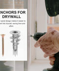 Heavy Duty Drywall Anchor Kit With Screws, 20 Sets, self drilling zinc alloy anchor next to screw