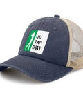 I'd Tap That Cool Hats For Men Women Unisex Trucker Cap with Adjustable Strap, featuring washed cotton and mesh design.