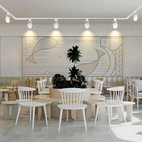 Arcfox Slick H Type LED Track Light Head 9W 3000K Warm White ETL Dimmable in modern cafe setting with wall art