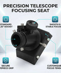 1.25 Inch Reflector Telescope Focusing Seat With Tension Adjustment And Stable Locking Knob for precise smooth focusing.