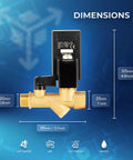 Dimensions of Automatic Timed Tank Drain Valve For Air Compressor Half Inch To Quarter Inch NPT 110 To 120 Volt AC With Six Foot Plug Cable 235 PSI