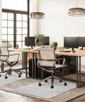 Modern office with Thick Office Chair Mat For Carpeted Floors 48 By 30 Desk Mat With Easy Glide For Rolling Chairs displayed.