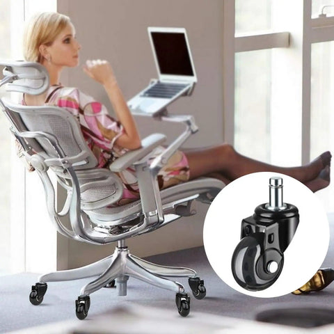Five Pack Heavy Duty Office Chair Caster Wheels With Brakes, 2 Inch Swivel Rollers image on modern chair.