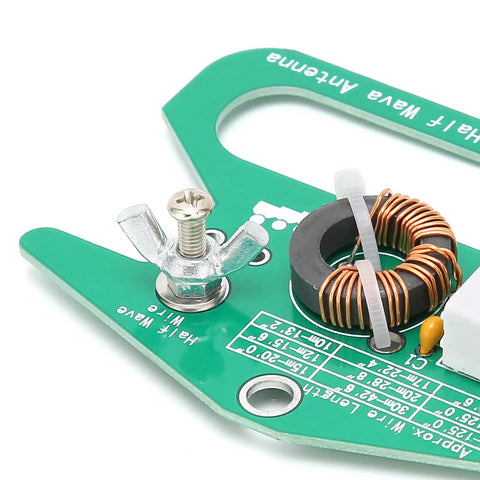 Close-up of End Fed Half Antenna Module with large heat dissipation area, showing details of circuit and coil components.