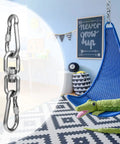 Badass Heavy Duty 304 Stainless Steel Double Ended Swivel Eye Hook With Rust Proof Snap Hooks For Tree Swing And Spinner Hanger Smooth 360 Spin No Rope Headaches For Backyard Vibes And Weekend Builds displayed in a cozy room with a swing.