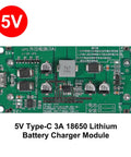 Hella Reliable Three Pack 18650 Lithium Battery Charger Module Type C Fast Charge Boost Converter 5V 9V 12V Auto Shutoff Dual Led Indicator, 5V charger module close-up