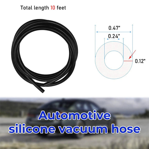 Silicone Vacuum Hose 10 Ft 1/4 Inch ID High Performance Auto Tubing For Engine Vacuum Lines coiled with dimensions diagram