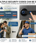 No Sweat Keyless Entry Smart Door Lock With Biometric Fingerprint Scanner And Mobile App Control For Killer Home Security and Multiple Passcodes display.