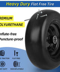 11x4.00-5 Flat Free Lawn Mower Tire And Wheel With Bearing Bore 3/4 Inch Or 5/8 Inch, Smooth Tread, Heavy Duty Puncture-Proof