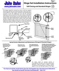 Top Shelf Self Closing Vinyl Fence Gate Hardware Kit Box Of Six installation instructions with hinge details and adjustments.