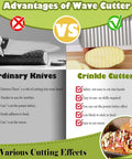 Crinkle cutter with stainless steel blade and black handle for making crinkle-cut fries.