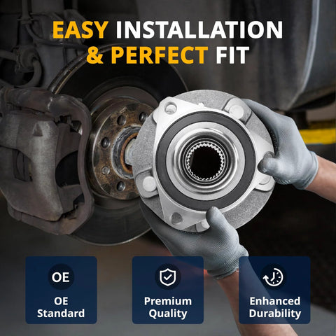 Front Wheel Bearing Hub Assembly For Dodge Charger Challenger Magnum AWD Replacement held by mechanic near car wheel