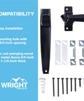 Push Button Door Latch For Screen And Storm Doors, Out Swing, 0.75 To 1.25 Inch Thick, No Lock Out Technology, installation parts shown