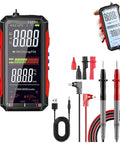 Upgraded FS899L Digital Multimeter with USB rechargeable power, smart auto display, probes, and USB cable for electrical troubleshooting