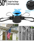 360 degree tangle-free design ball bearings for All In One 5 Foot Flag Pole Kit For Outdoor Home Use With American Flag And Solar Light