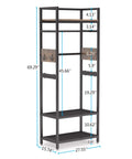 Robust Set Of 10 Heavy Duty Clothes Rack With Shelf And Hanging Rod, dimensions displayed, compact industrial wardrobe organizer.