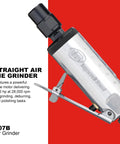 One Quarter Inch Air Die Grinder With Straight Head Design, Lightweight Aluminum Housing, 28,000 RPM, 0.25 HP Vane Motor