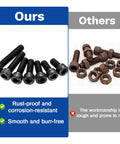 Comparison of rust-proof M2 Socket Head Screw Kit 1200 Pieces with rusty alternative screws and nuts.