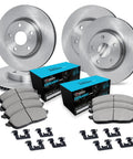 Nissan Qashqai and Rogue Front and Rear Brake Kit With Ceramic Pads and Blank Rotors Hardware Fits 2017 2019 Qashqai and 2014 2022 Rogue 11.7 Inch Front Rotors and 11.5 Inch Rear Rotors.