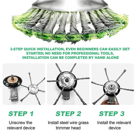 6 Inch Steel Wire Weeding Knife Trimming Head Replacement For Cordless Weed Wacker And Electric Weeding Machine Installation Steps