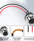 M12 2 Pin Female Connector Cable ACoded IP67 Waterproof Aviation Connector with bare wire 22 AWG tinned copper for PCB 12 cm