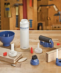 Woodworking Glue Applicator Kit With 8oz Bottle Easy Squeeze Spout And Red Cap Centering Guide Attachment Silicone Brush