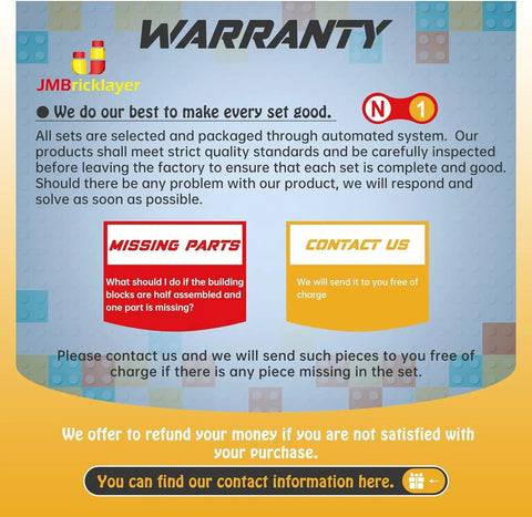 Warranty and contact information for Battleship Building Set 60011 Classic Military Missouri Warship Model Kit For Adults And Teens Collectible Display Piece Gift For 14 Plus Holiday Christmas Birthday.
