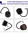 1/2HP 375W Refrigerator Thermal Overload Protector For Compressor Replacement Parts with Auto Shutoff