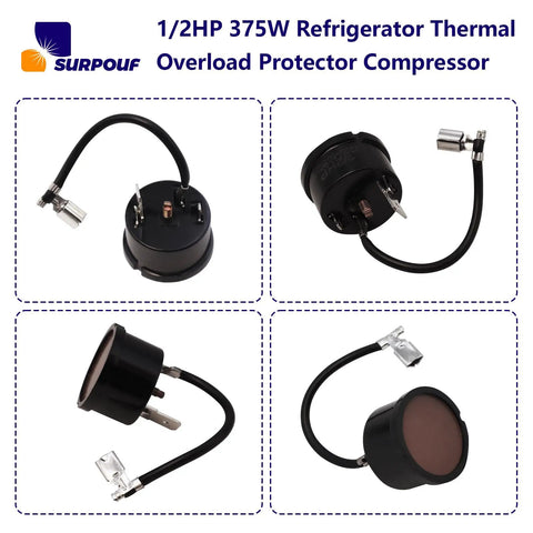 1/2HP 375W Refrigerator Thermal Overload Protector For Compressor Replacement Parts with Auto Shutoff
