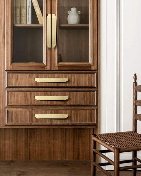 Brushed Gold Cabinet Pulls 9.75 Inch Polygon Drawer Handles 2 Pack With Screws on wooden cabinet doors and drawers
