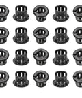 Array of black 200 Piece Nylon Cable Snap Bushing Kit For Half Inch Holes Heavy Duty Round Grommets Protector