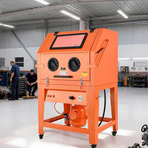 Heavy Duty Sandblasting Cabinet Kit With Pressurized Tank For Beefed Up Pro Grade Rust Removal And Surface Finishing