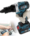 Heavy Duty Cordless Rivet Nut Gun Featuring A Brushless Motor And Dual Batteries Handles M3 Through M12 Sizes Like A Boss for auto body repairs, with lithium battery.