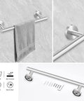 10 Piece Brushed Nickel Bathroom Hardware Set With 24 Inch Towel Bar, close-up view of nickel towel bar with towel, SUS304 stainless steel