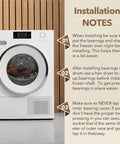 Installation notes for Replacement Tub Shaft And Bearing Kit For Whirlpool Cabrio Washer on a sleek washer machine.