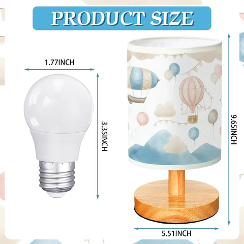 Hot Air Balloon Kids Table Lamp With Linen Shade And Wood Base For Bedroom Nightstand Or Living Room Kid Friendly Cartoon Nursery Light