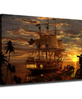 Coastal Sunset Sailboat Canvas Art Print For Your Living Room And Bedroom Wall Decor With That Seaside Viking Ship Vibe Beach Scene Poster Unframed 20x30 Inch
