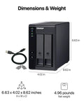 Dead Simple Setup Two Bay Usb Type C Direct Attached Storage Enclosure With Hardware Raid Support For Ssd And Hdd Drives dimensions with USB cable