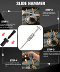 12-Piece Motorcycle Bearing Puller Kit With Slide Hammer, Inner Blind Hole Puller For Pilot Inserts, collets 8mm-32mm diagram