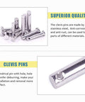 304 Stainless Steel Clevis Pins Set, Flat Head Single Hole Assortment Kit showcasing the pins' quality and corrosion resistance features