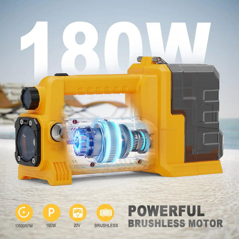 Brushless Water Transfer Pump Cordless 20V Max with 180W motor for pool, pond, garden, tank cleanup. Battery not included.