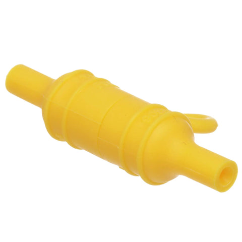 Boss Level Waterproof In Line Fuse Holder For Marine Rigs 20 Amp AGC Compatible bright yellow case side view for corrosion protection.