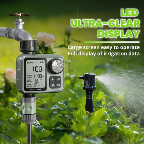 Smart Garden Sprinkler Timer For Hose Systems With Rain Delay And Auto Watering For Lawn And Garden, Easy Programming Display