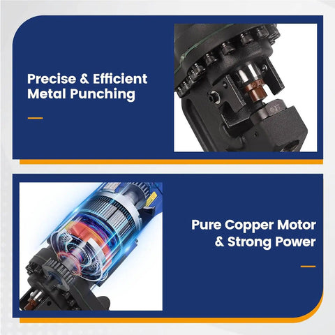 Built Tough Cordless Hydraulic Hole Puncher With Lithium Battery And Extra Dies For Snappy Steel Aluminum Copper Plate Cutting Up To 16 Ton Force Smooth Plug And Play Power Tool Kit With Safety Gloves Included Today