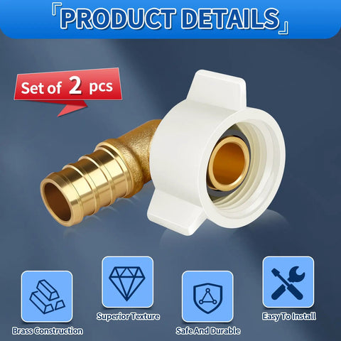 Half Inch PEX Swivel Elbow Faucet Connector With Lead Free Brass Fittings And 90 Degree NPT NPSM Adapter Includes Stainless Steel PEX Clamps For RV Camper Water Lines And Home Plumbing Easy Install, set of 2