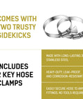 Two stainless steel clamps included with Heavy Duty Dust Collection Hose 2.5 Inch X 10 Feet, Ultra Flexible Clear PVC Debris Vacuum Hose