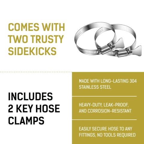 Two stainless steel clamps included with Heavy Duty Dust Collection Hose 2.5 Inch X 10 Feet, Ultra Flexible Clear PVC Debris Vacuum Hose